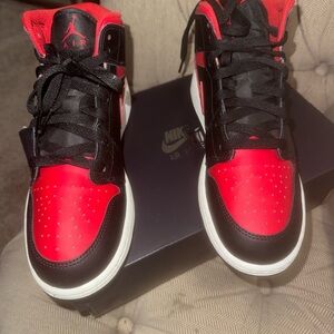 Nike Air Jordan Air Force 1s Grade School Red and Black Sneakers